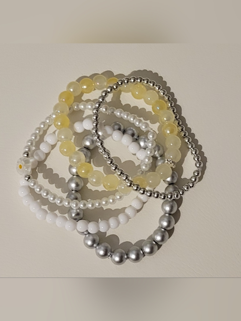 Hand Crafted Stretch Beaded Bracelet Set of 5